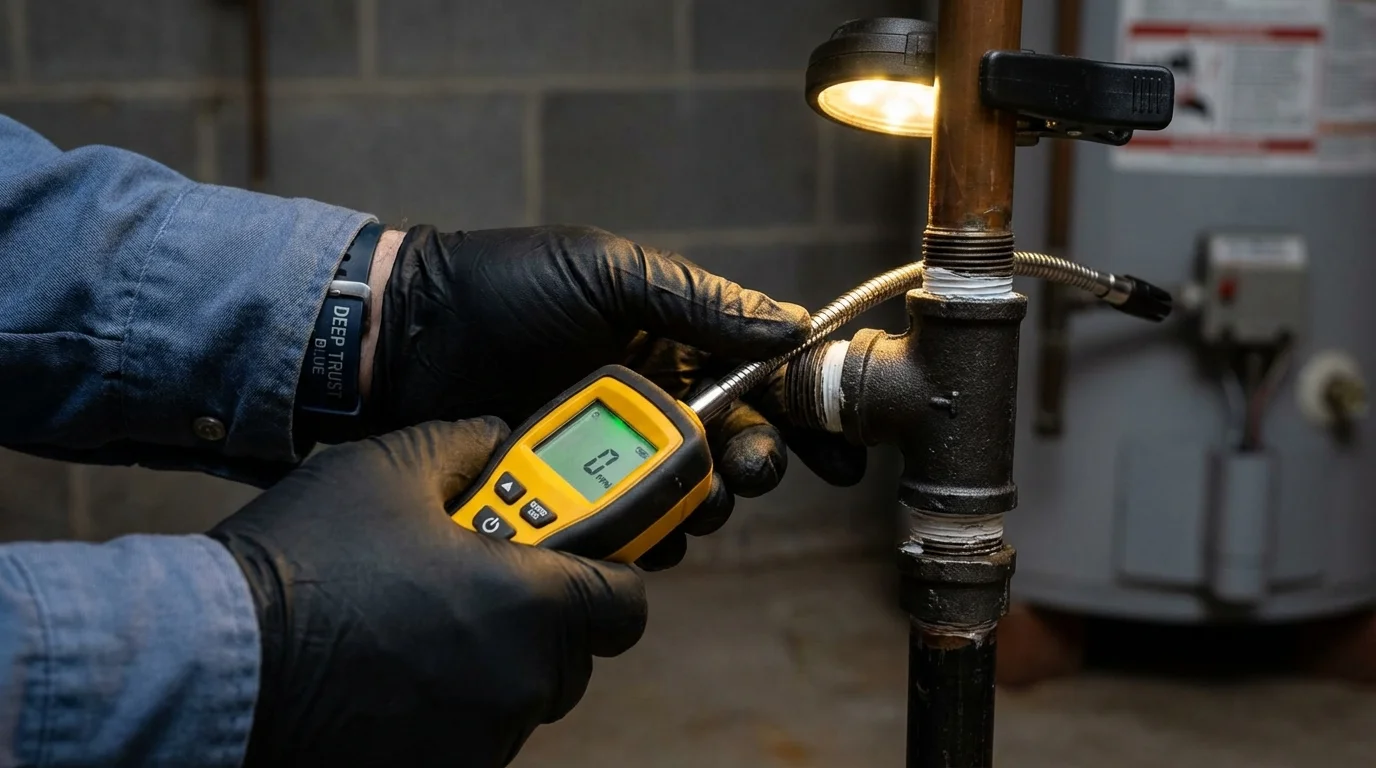 Gas leak detection with electronic sniffer by Johns Plumbing LLC in Thornton